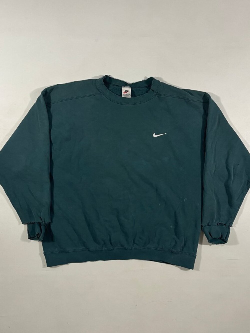 Vintage Y2K Nike Mini Swoosh Faded Teal Green Distressed Crewneck Sweatshirt XL